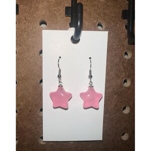 Pink Transparent Star Drop / Dangle  Hook Earrings Jewelry, girly, cute, y2k